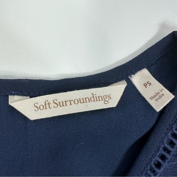 Soft Surrounding Dress Sz SP Navy Blue Suri Lace Embroidered Sleeveless Midi - Picture 13 of 14